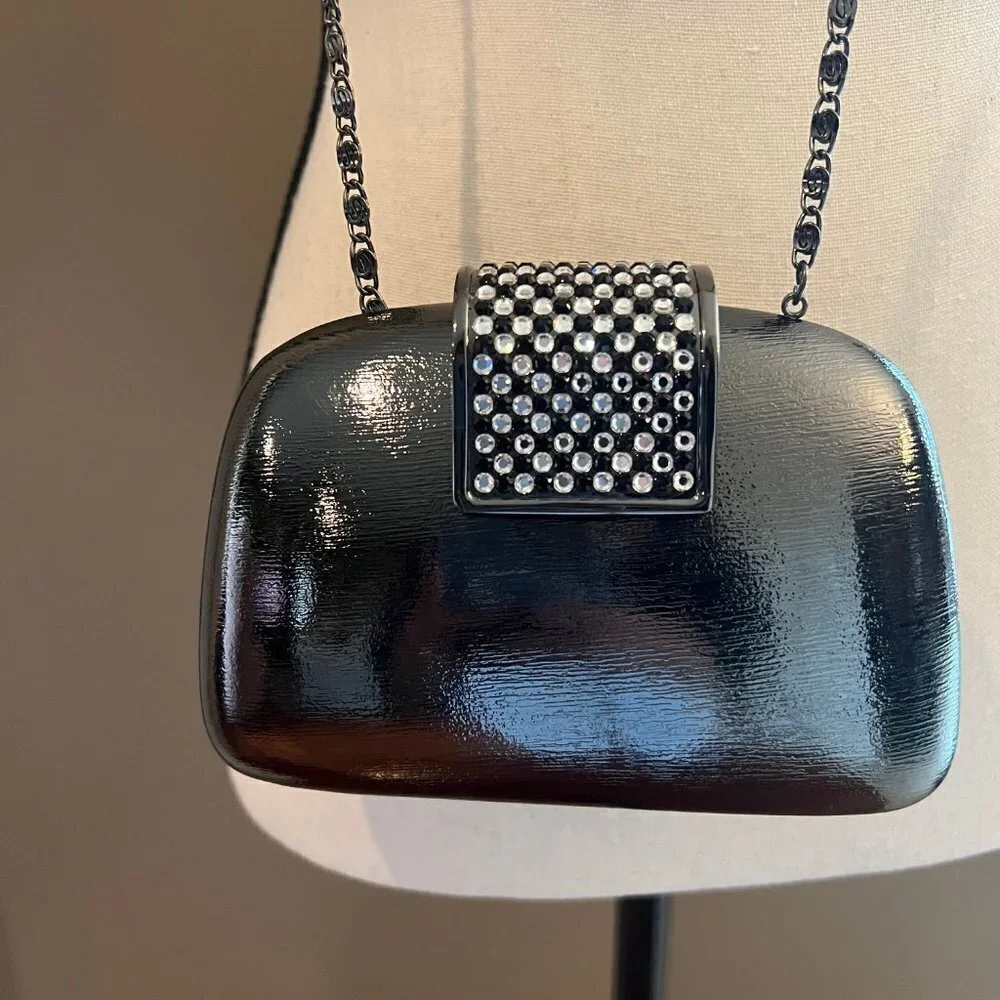 J Tiras Pewter Jeweled Clutch Purse with Chain